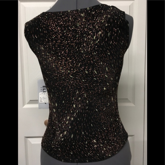 Black knit top with copper and silver sparkles. - Picture 2 of 4